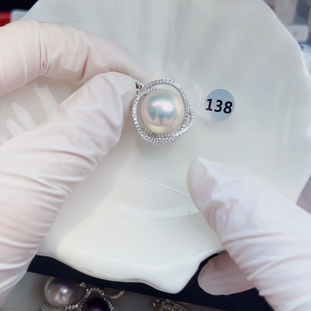 银S925镶嵌淡水珍珠耳饰