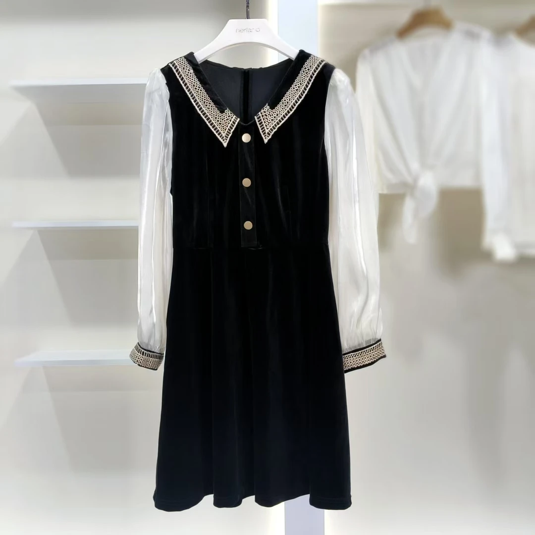 麦迪尚品【白LY】5041691 春季气质丝绒长裙品牌撤柜时尚