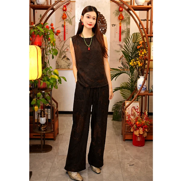 【董小姐】！宠粉福利！桑蚕丝真丝提花直筒裤百搭女