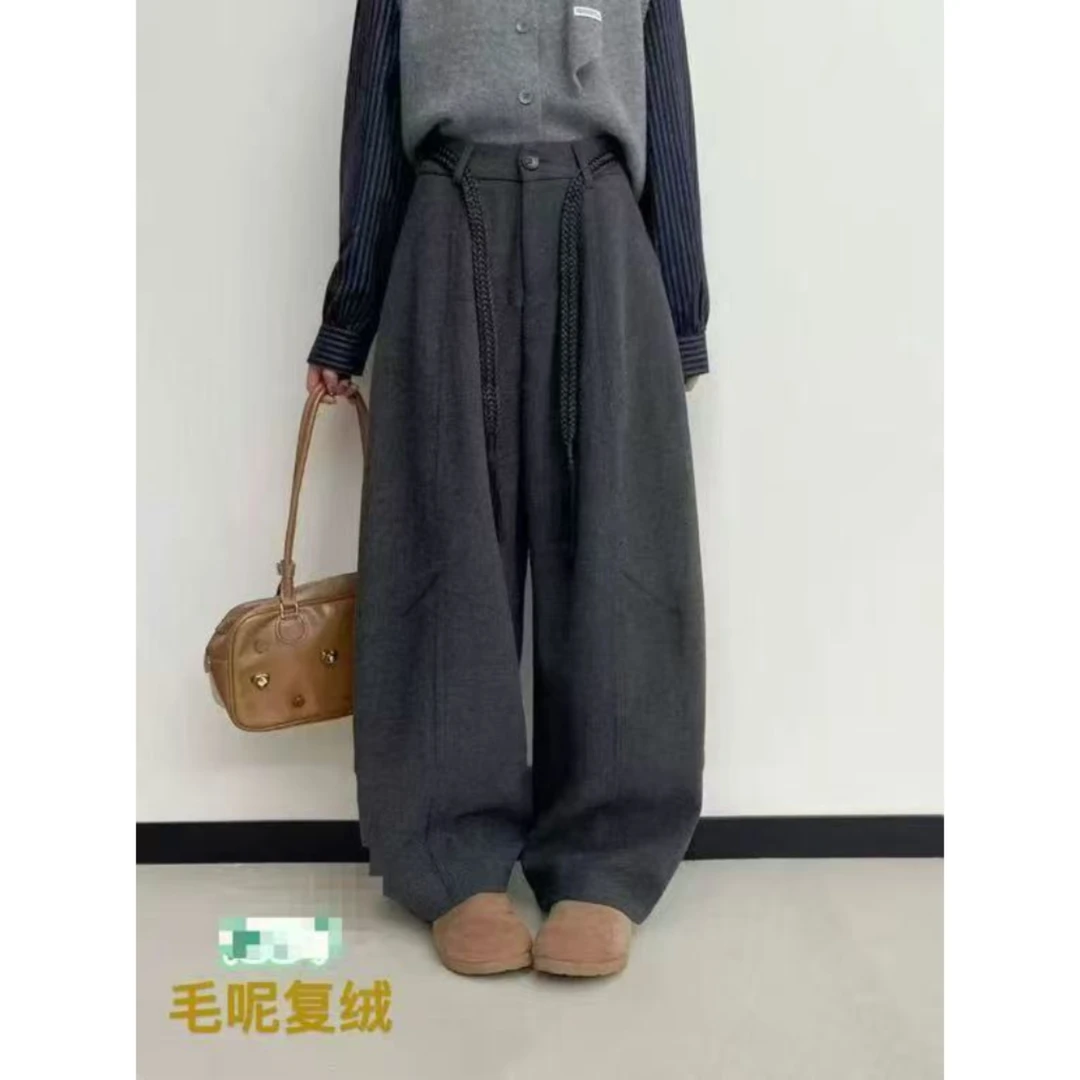 秋冬加厚显瘦气球裤高腰宽松休闲拖地长裤1557