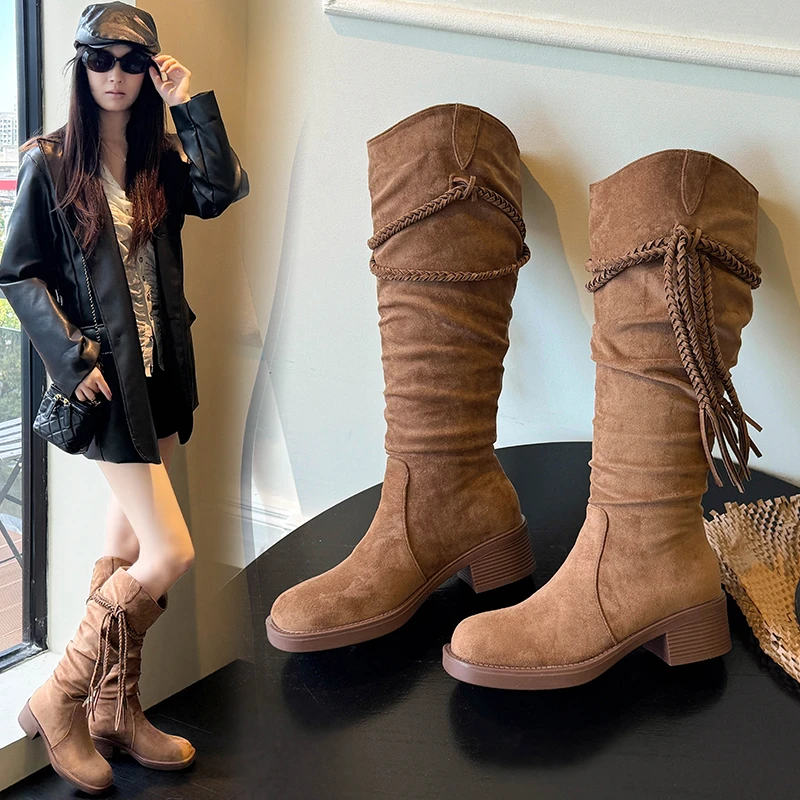 爆款袜子鞋丝袜靴平底秋冬潮流百搭靴绒面弹力靴中厚底过冬冬季