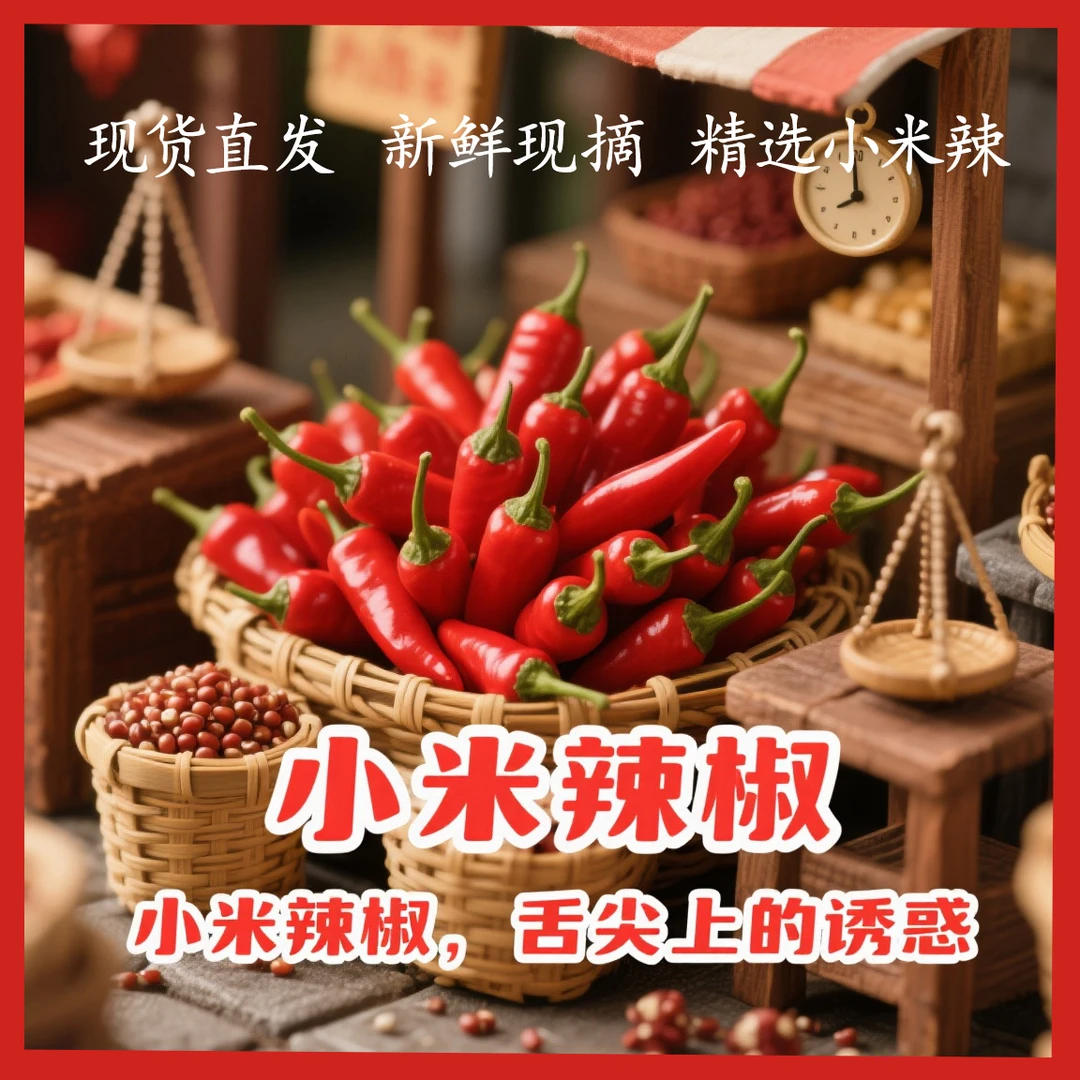 中辣新鲜小米辣椒头茬现摘特辣自种朝天椒批发炒菜尖椒剁椒香辣