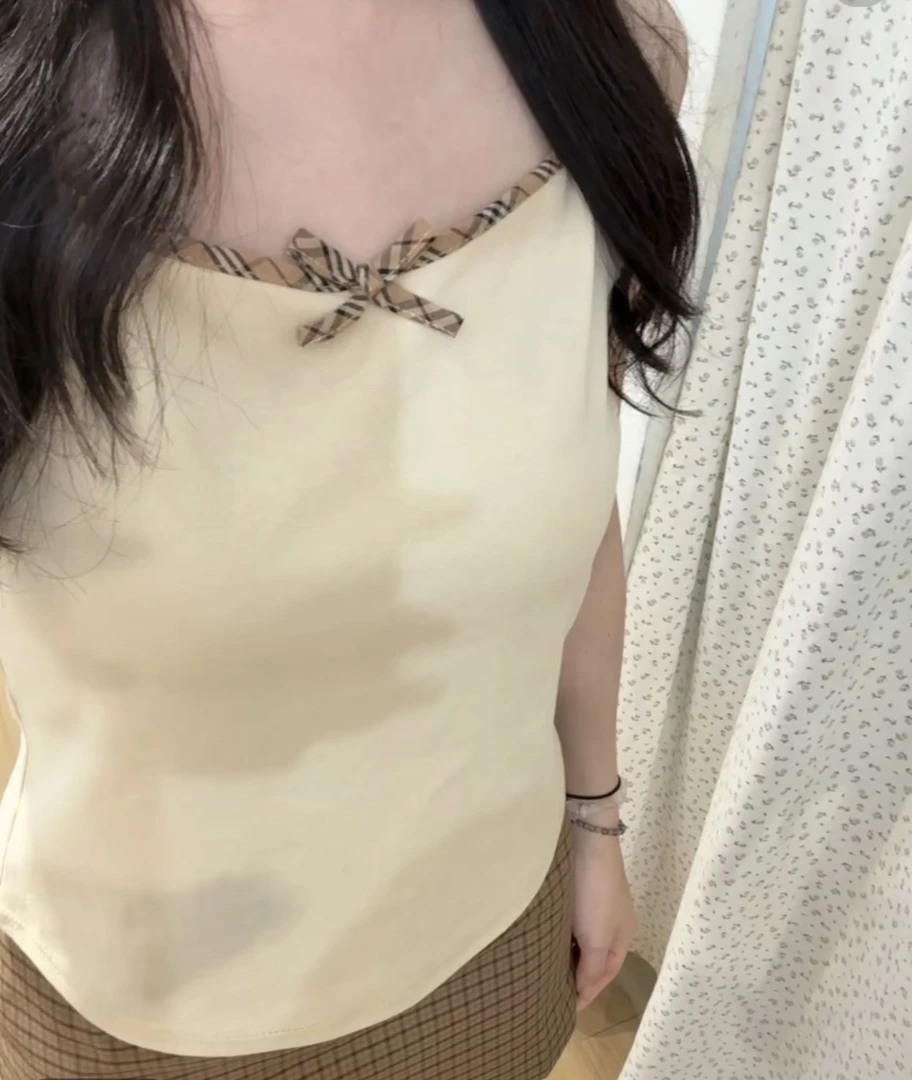 【dd】中古小背心+棕开衫+格子裙 套装链接