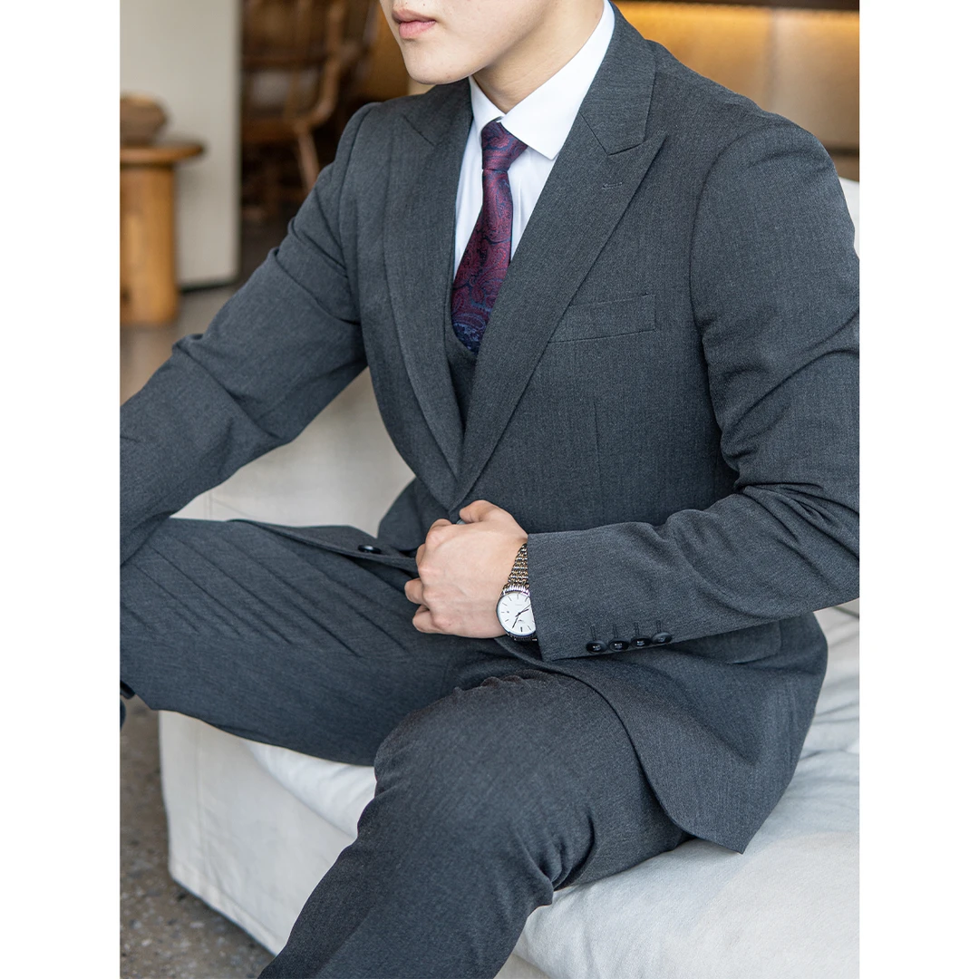 DANLUE/丹略婚礼西服套装男修身结婚西装商务西服男士西装三件套