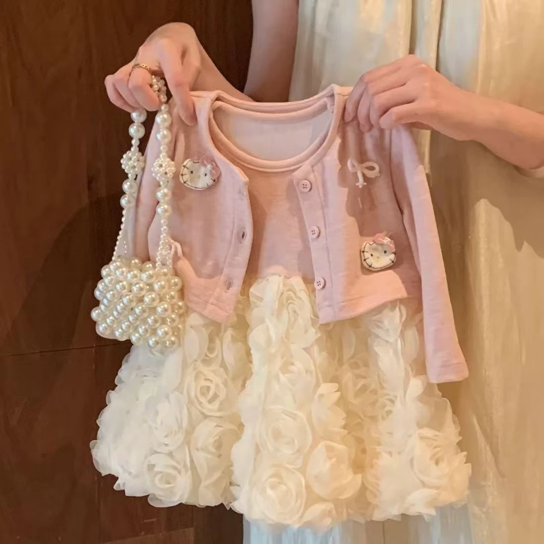 女童连衣裙秋装2025新款洋气儿童公主套装礼服春秋宝宝裙子两件套