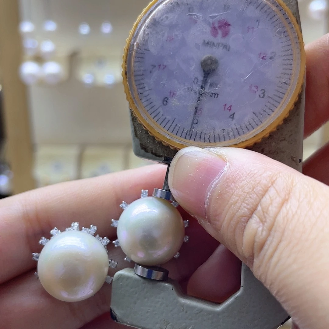 淡水珍珠耳饰银S925镶嵌