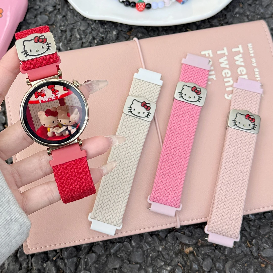 KT猫编织尼龙佳明Forerunner265s手表表带磁吸扣255适用245男女夏