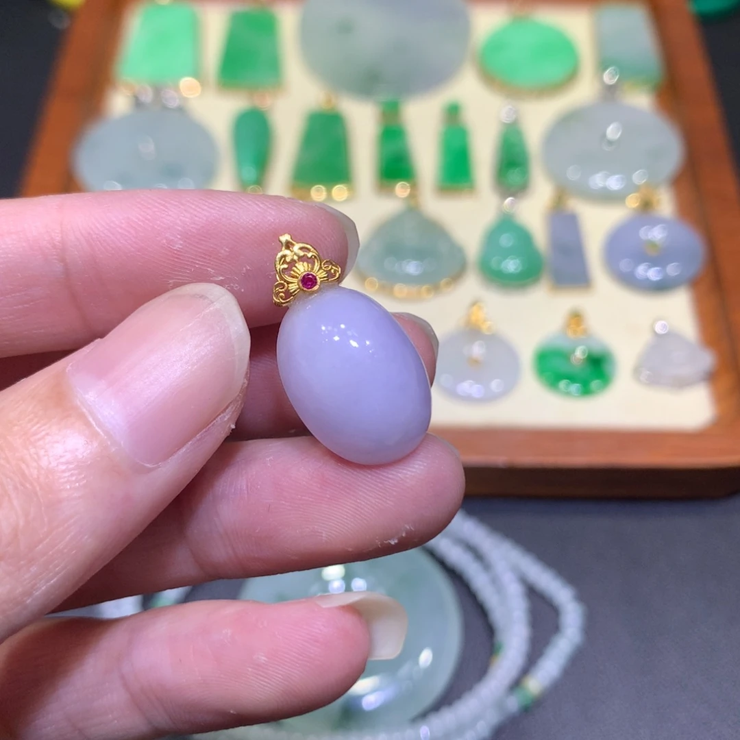 翡翠18K金镶嵌吊坠(不含链)