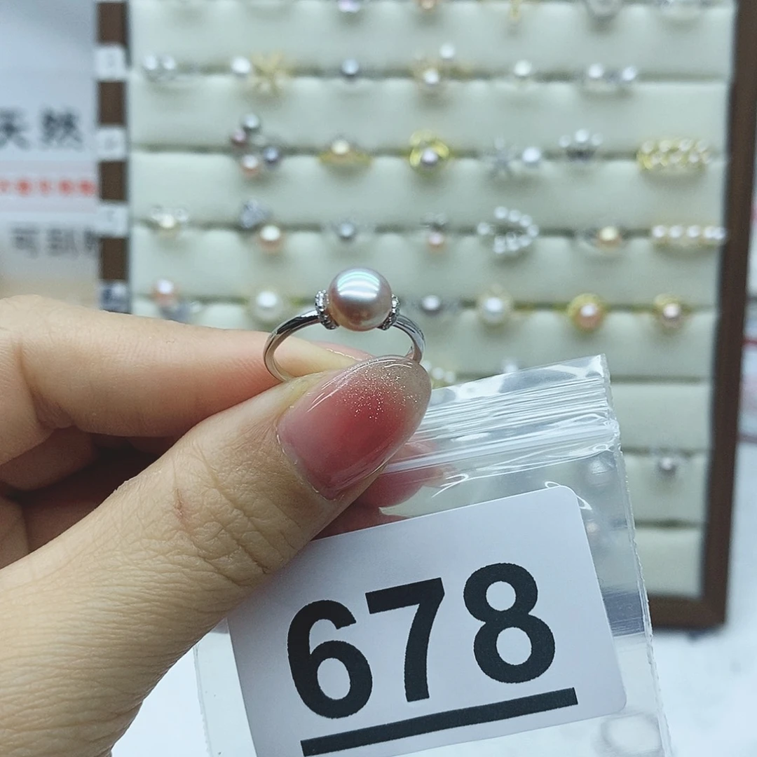 淡水珍珠戒指银S925镶嵌仙****～678