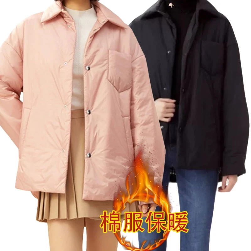 【商场同款】宽松保暖翻领棉服冬季新款简约百搭连帽外套5400658