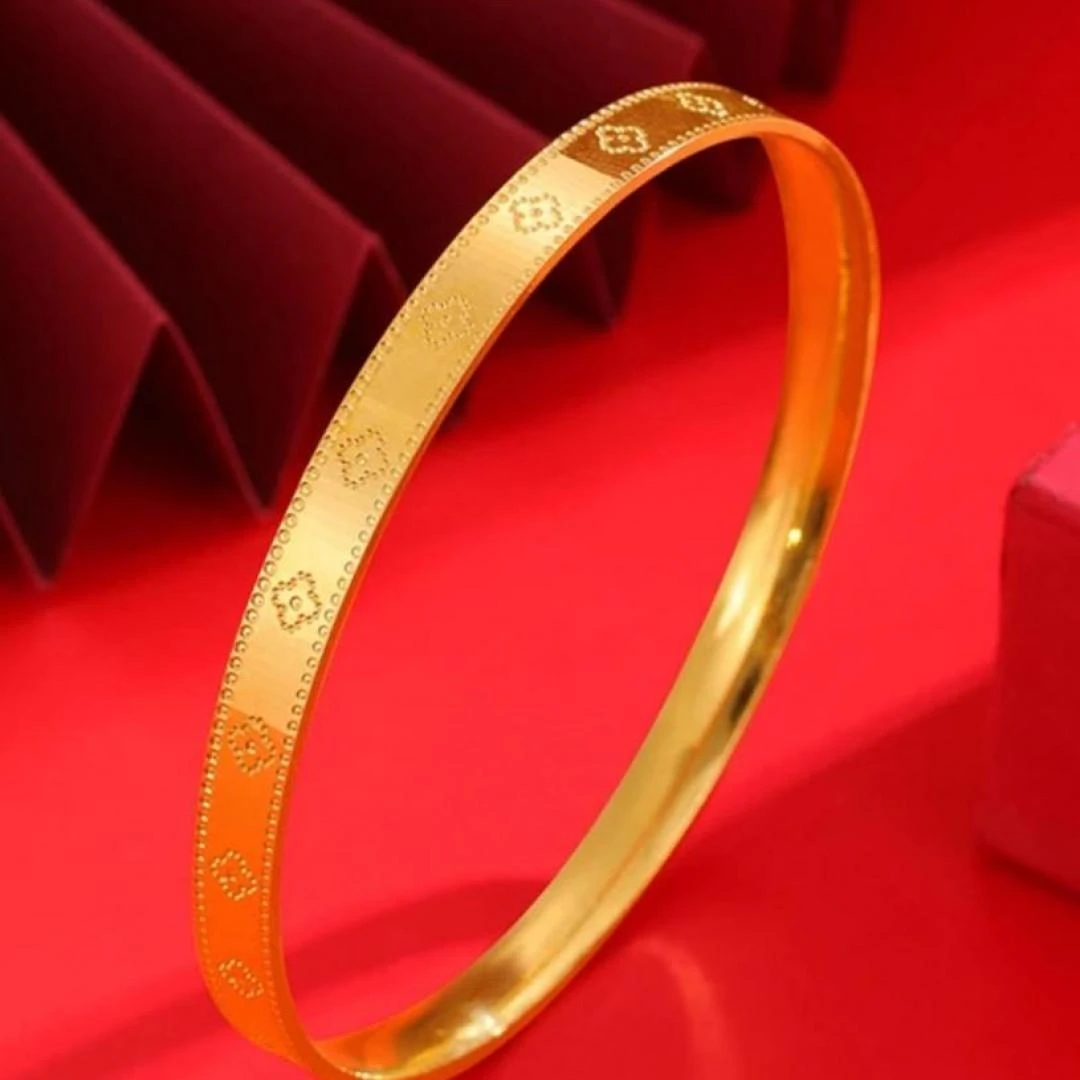 【孟加拉赤金】新款【四叶草手镯】女款实心经典百搭气质