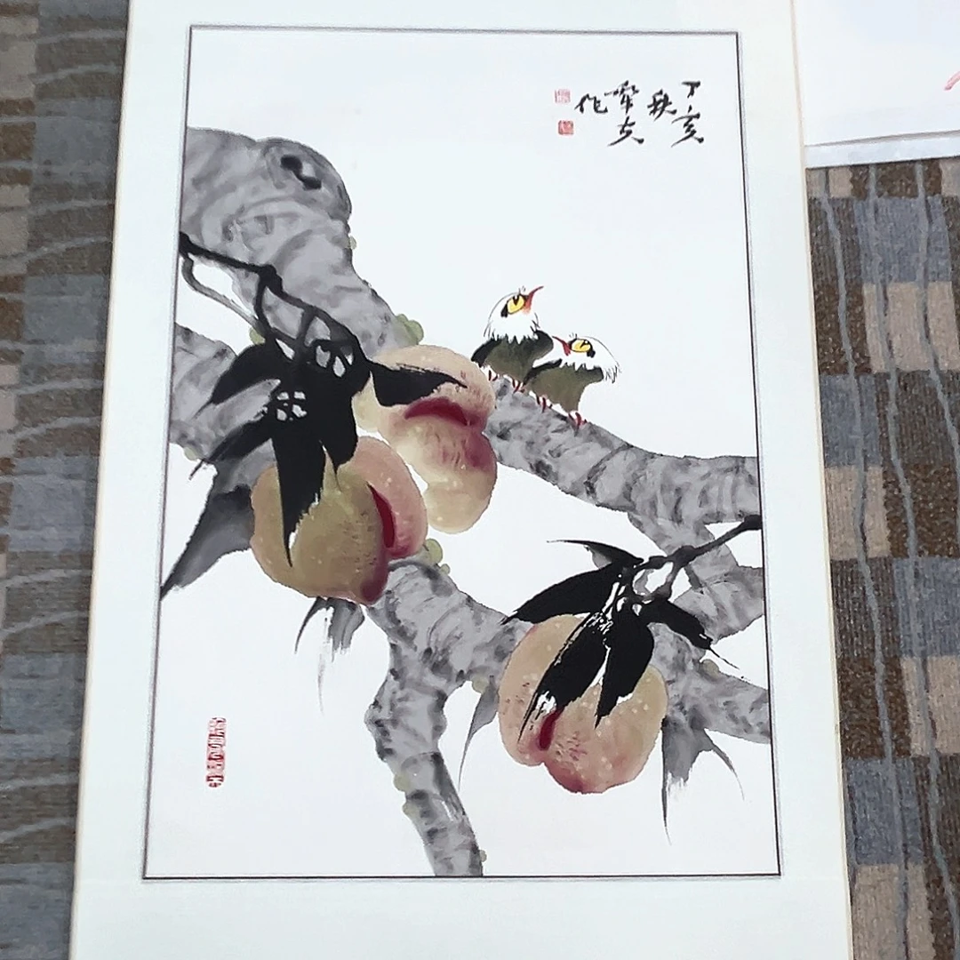 西***板国画老师花鸟卷轴冯