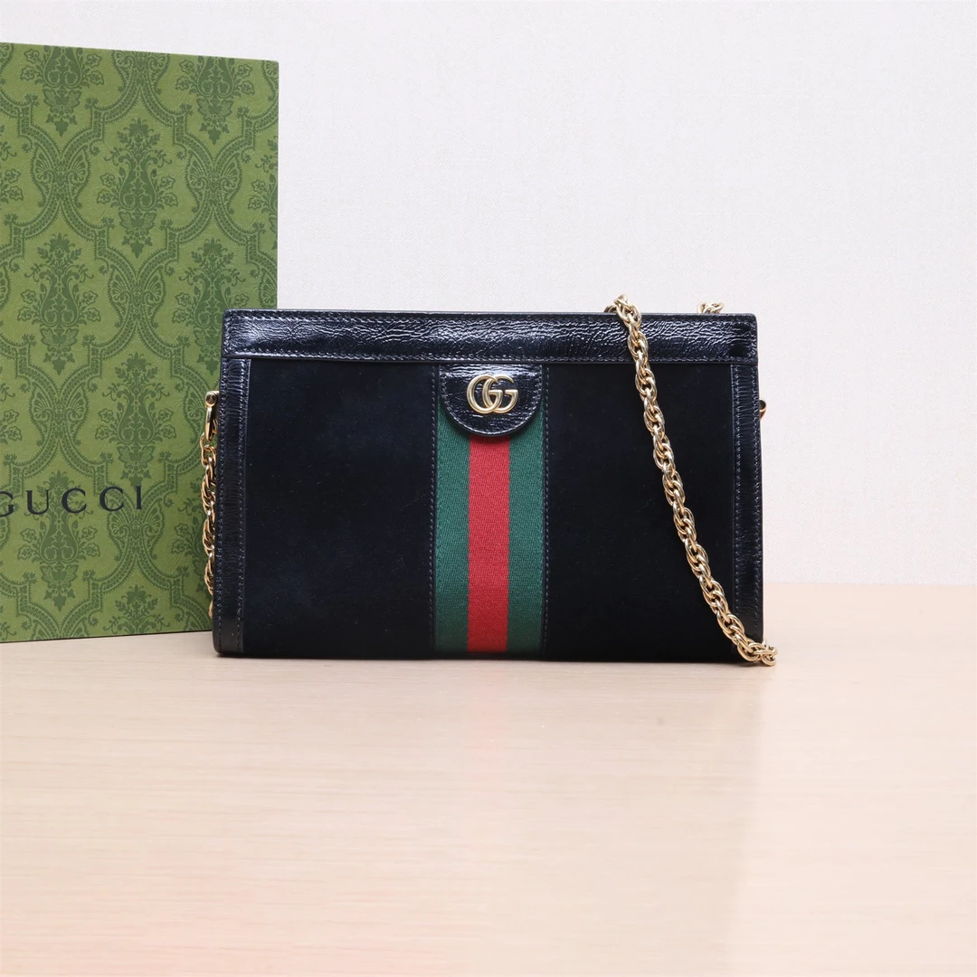 95新 GUCCI/古驰 GG 宠粉斜挎包 黑色P244590768