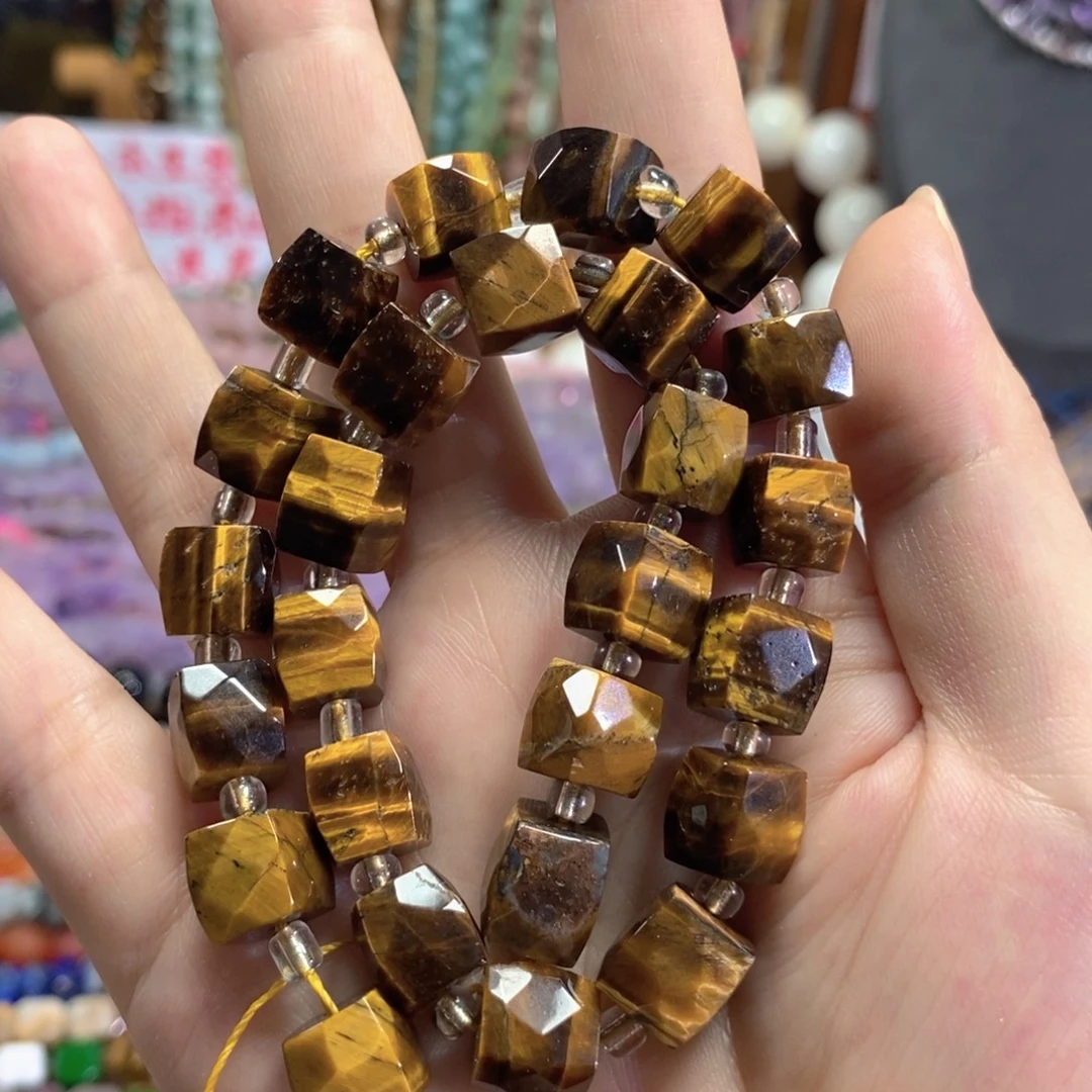 未镶嵌玛瑙/玉髓珠宝半成品虎眼切面方糖一条卡10mm