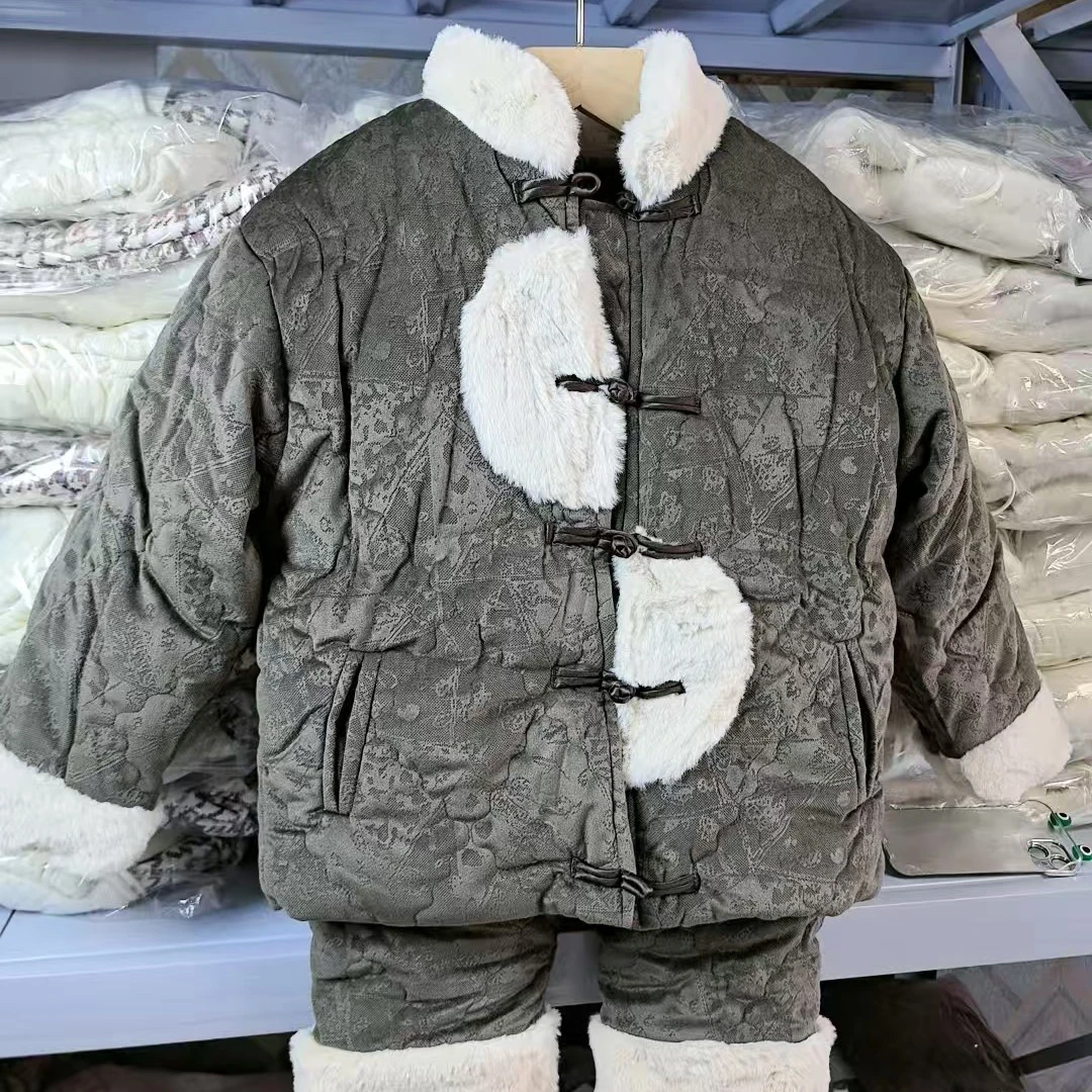 中国风暗扣民族风童装复古加厚外套加绒保暖