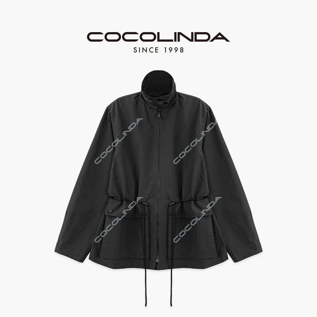 COCOLINDA| H款户外老钱风立领抽绳宽松单面轻薄短款外套C3608