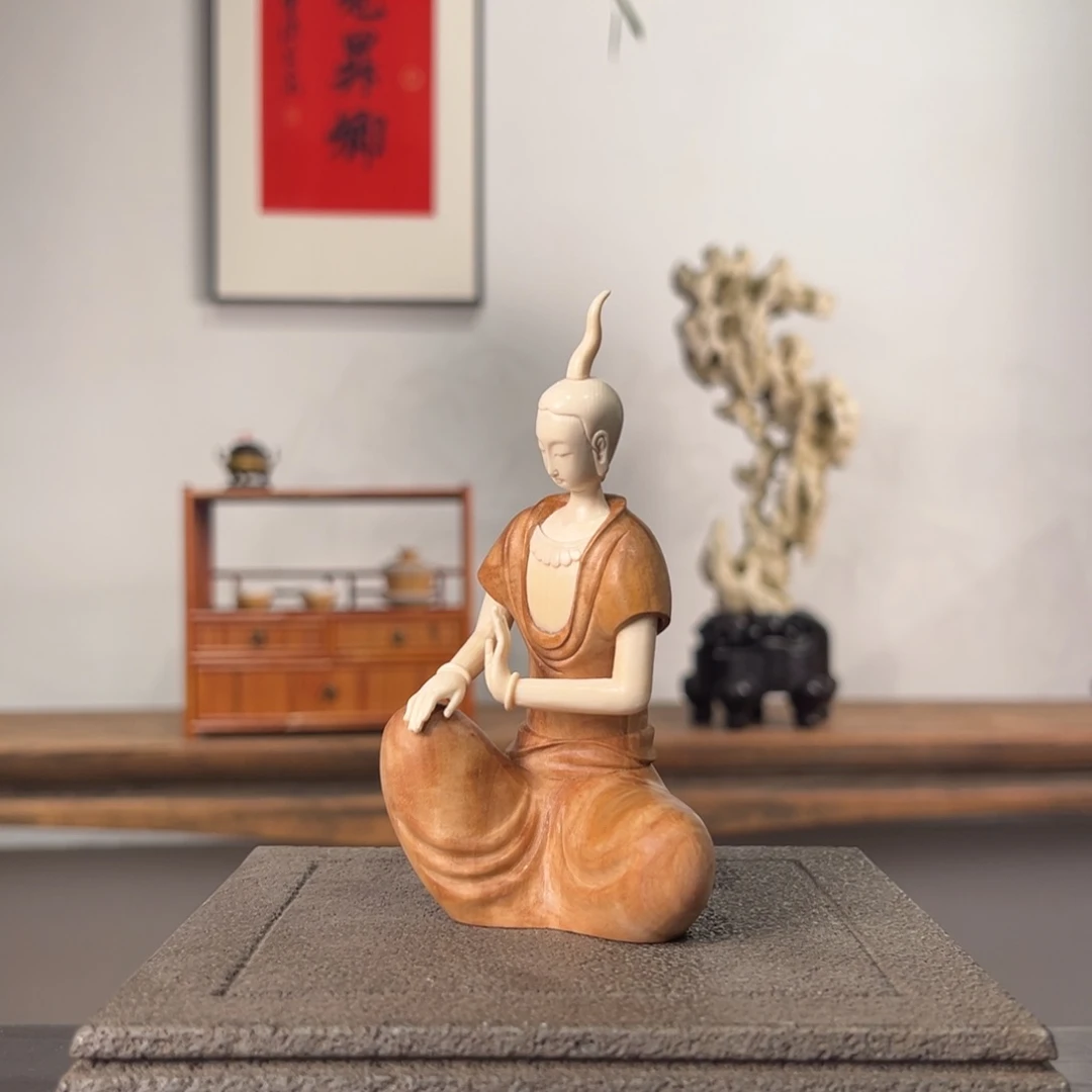 檀香木无**喧北魏造像禅定一尊