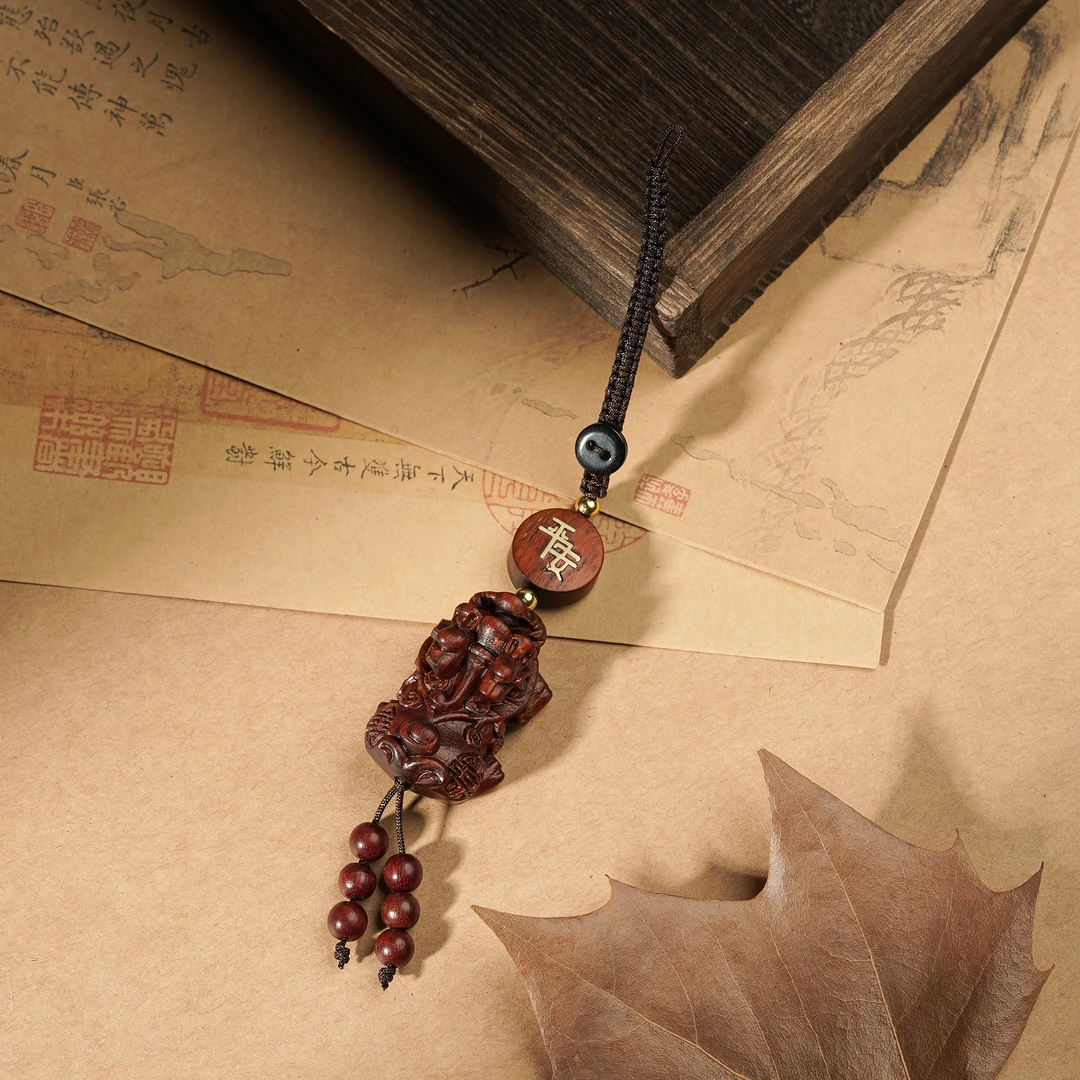 紫檀貔貅手机挂包挂车挂吊坠挂件文玩好物Q1