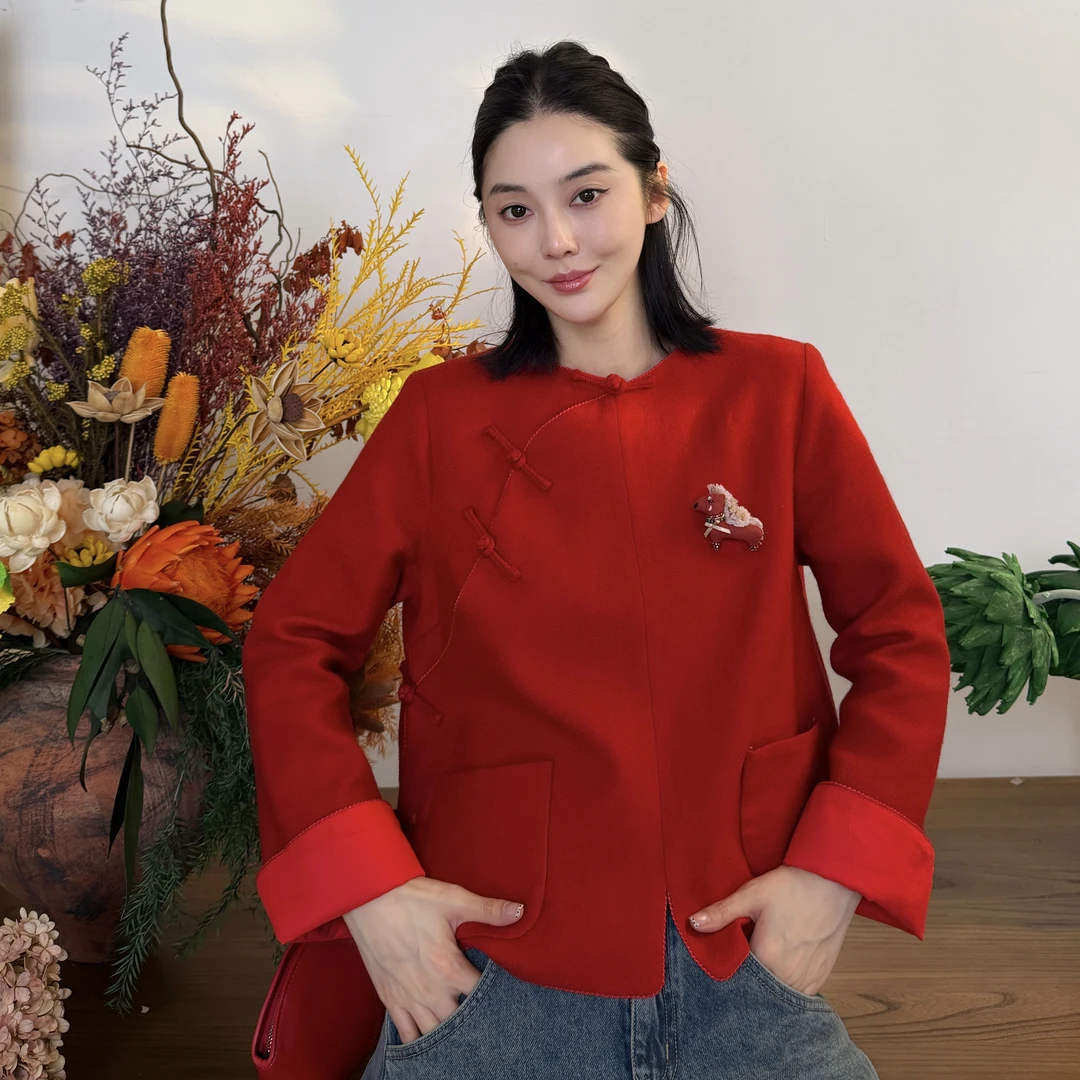 【红绒马韵】新中裳-深圳原创设计高定设计师款羊毛百搭上衣衬衫