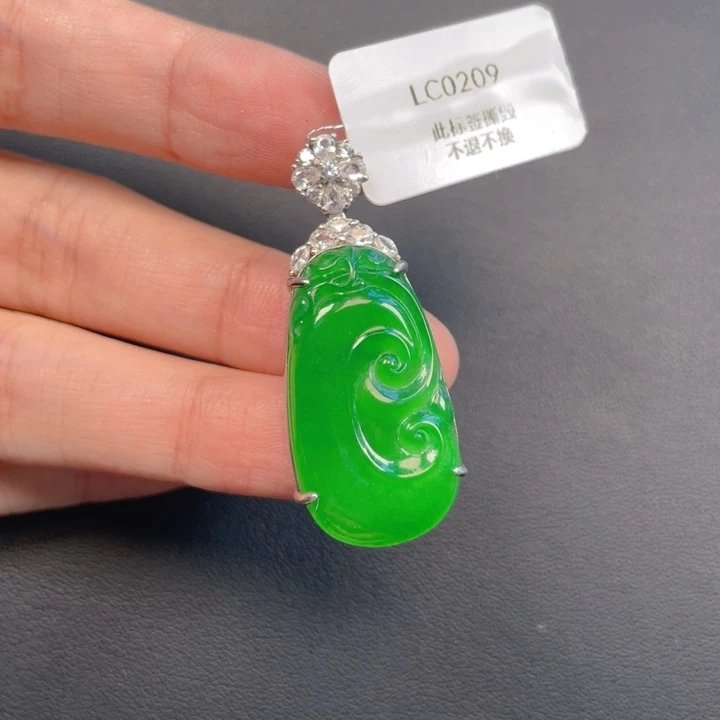 翡翠银S925镶嵌吊坠(不含链)