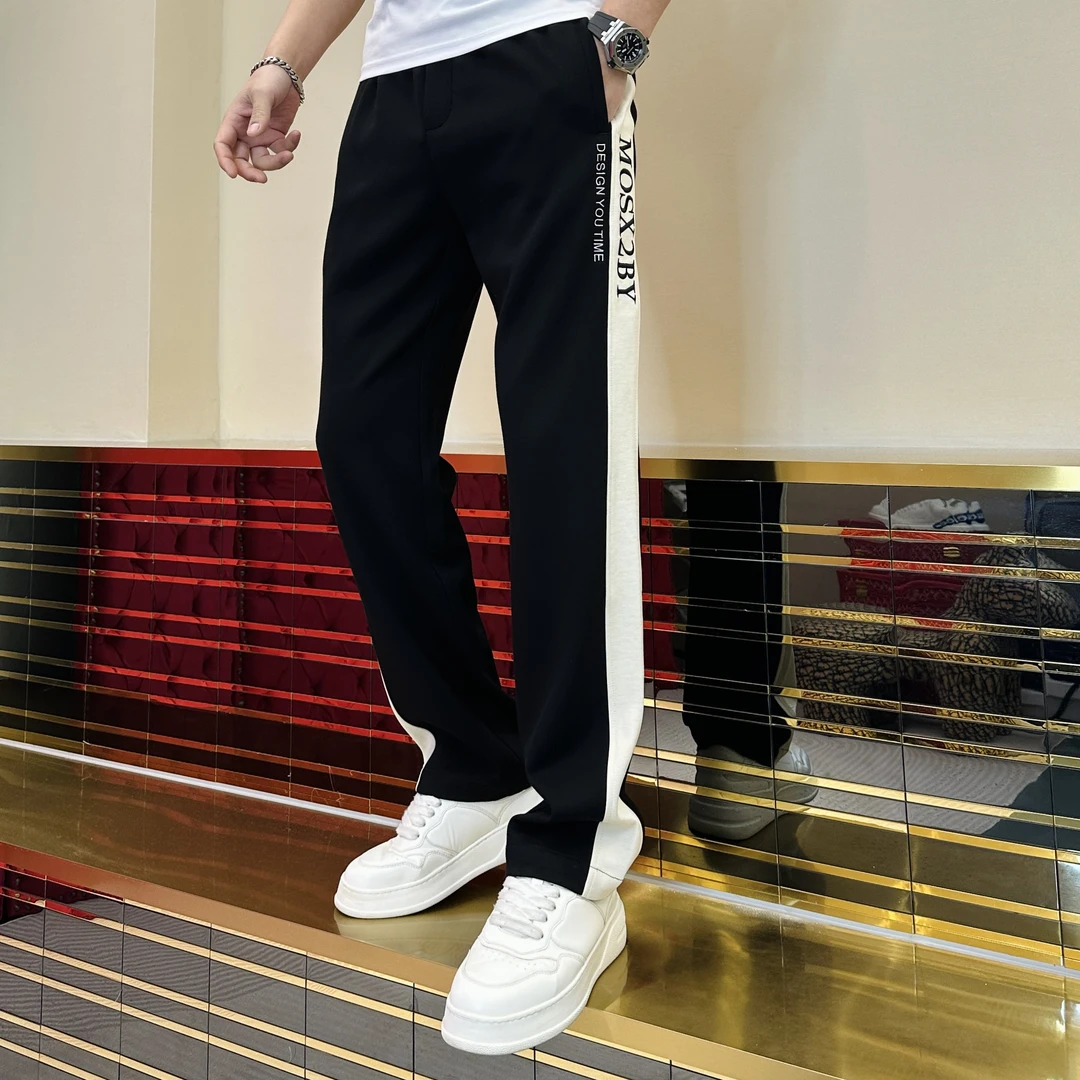 水金男装男士夏季轻奢百搭舒适透气宽松休闲直筒裤裤子卫裤1028
