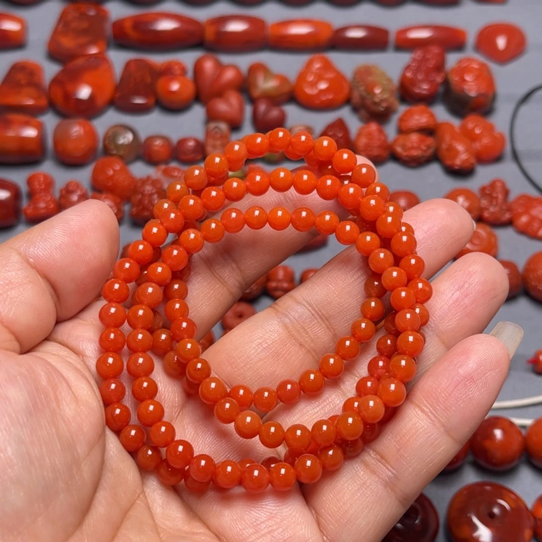 南红玛瑙配饰未镶嵌圆珠长串卡5.3mm