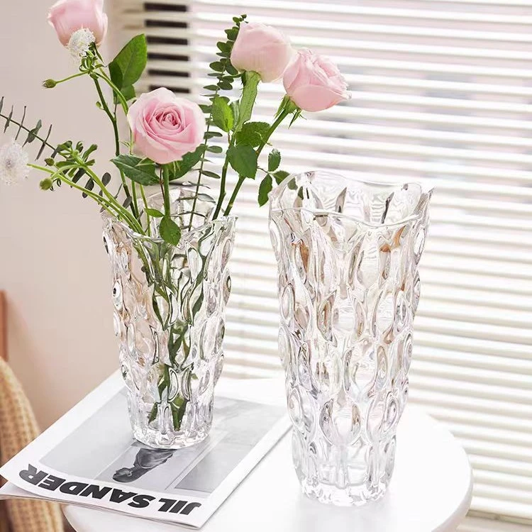 波西米亚轻奢高级感透明玻璃花瓶鲜切花瓶轻奢玫瑰百合客厅家居