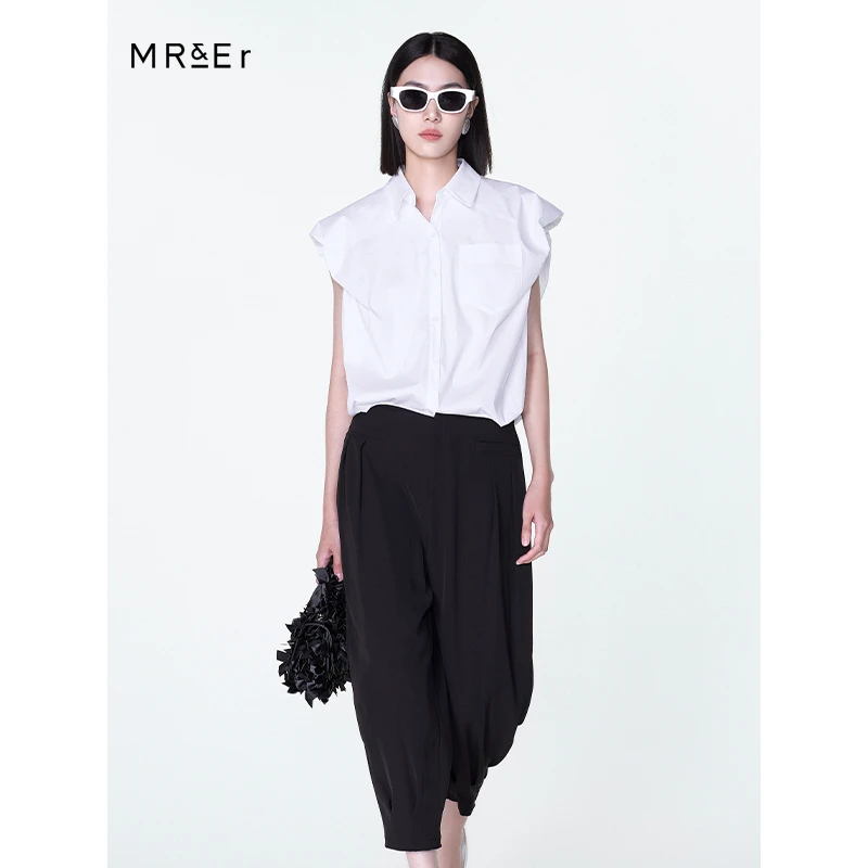 【小余专属】【福利清仓】夏季衬衫立体宽肩宽松无袖翻领上衣R4B20263