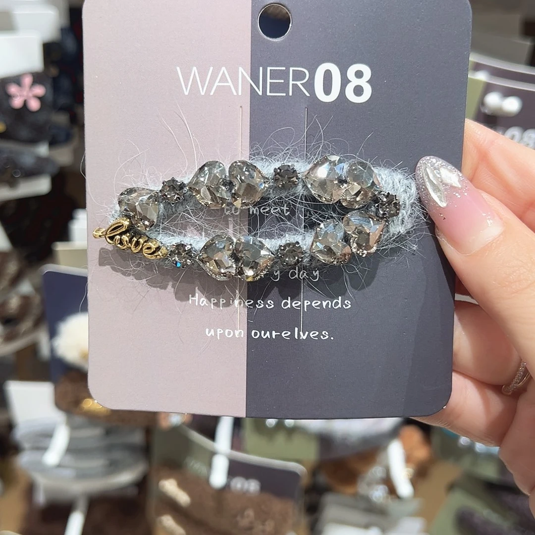 皮质铁合金满钻灰色掰掰夹