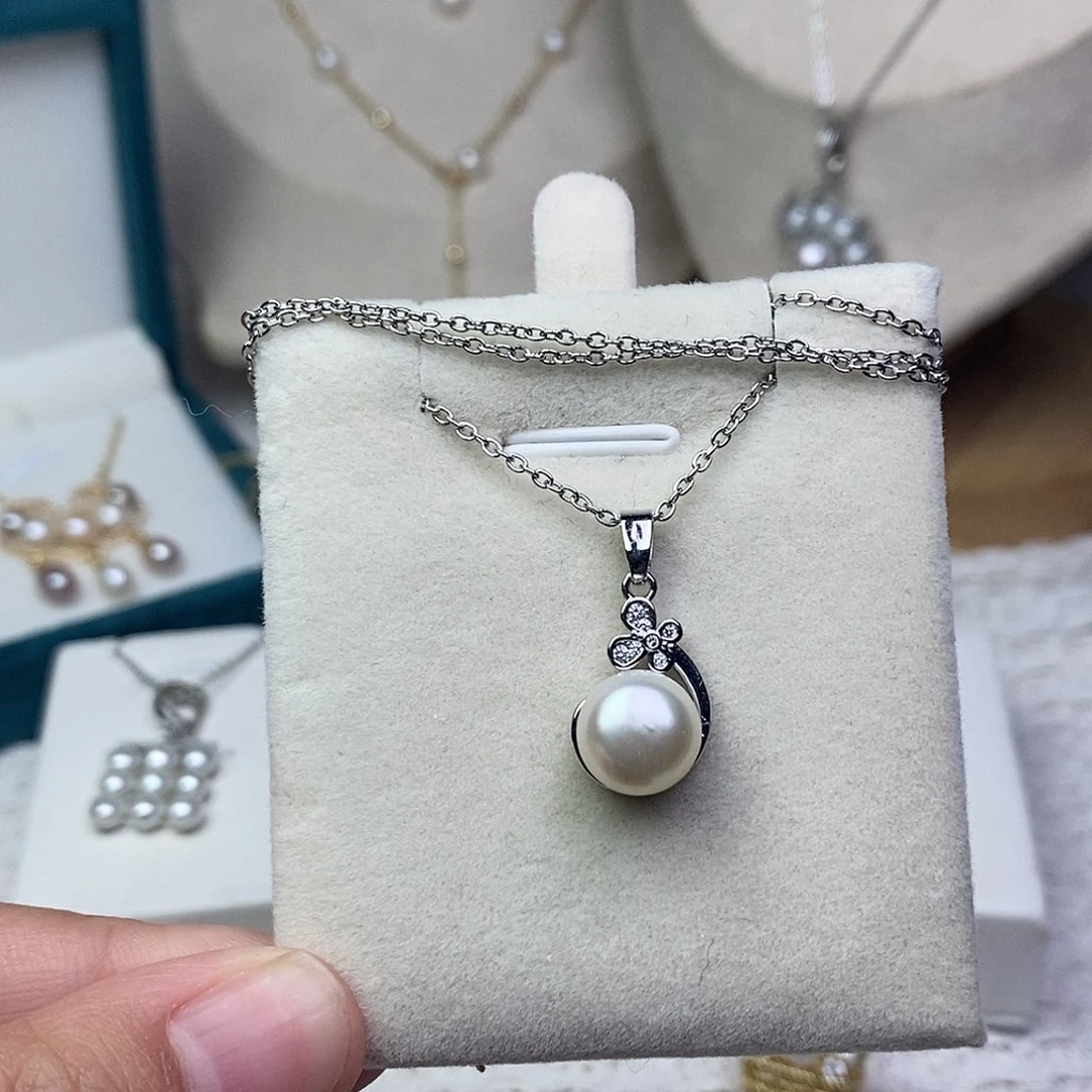 耳饰银S925镶嵌淡水珍珠