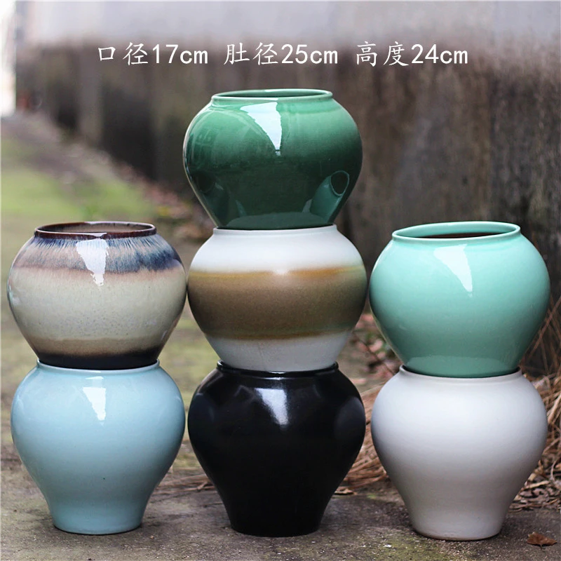 宜兴陶瓷创意家居多肉大家用陶瓷阳台摆件绿多肉花盆大号陶瓷