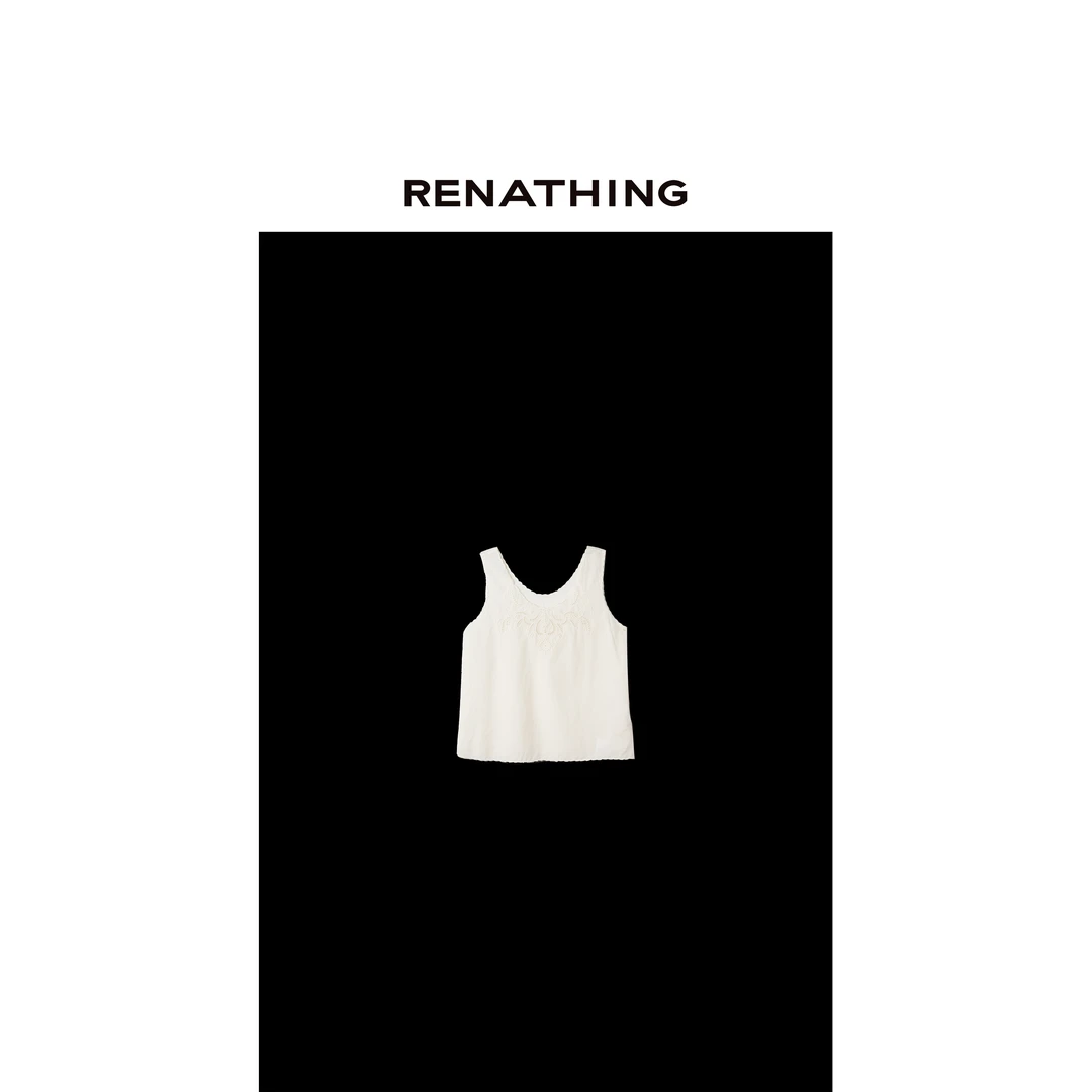 【RENATHING】轻盈镂空刺绣波浪边背心