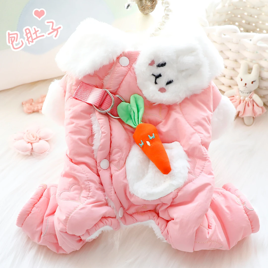 狗狗衣服秋冬装厚款雪绒青萝包肚棉衣小型犬泰迪宠物冬季保暖
