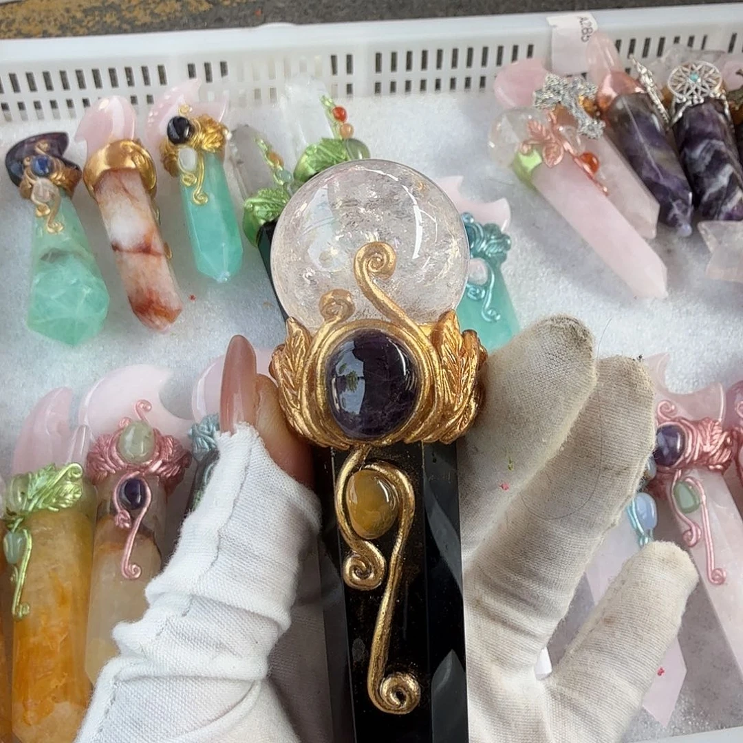 水晶手链22K金镶嵌黑曜石