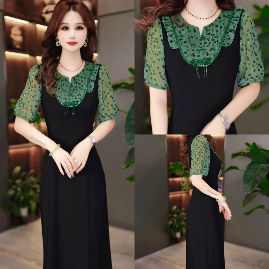 夏季时尚新款连衣裙2025初夏新款显瘦修身气质遮肚裙子MY25K1635