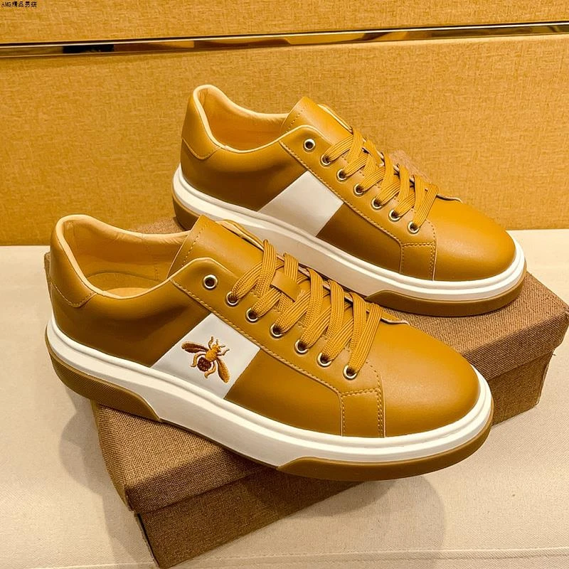 时尚潮牌男士鞋真皮百搭深蓝色个性潮流经典板鞋男韩版轻奢休闲鞋