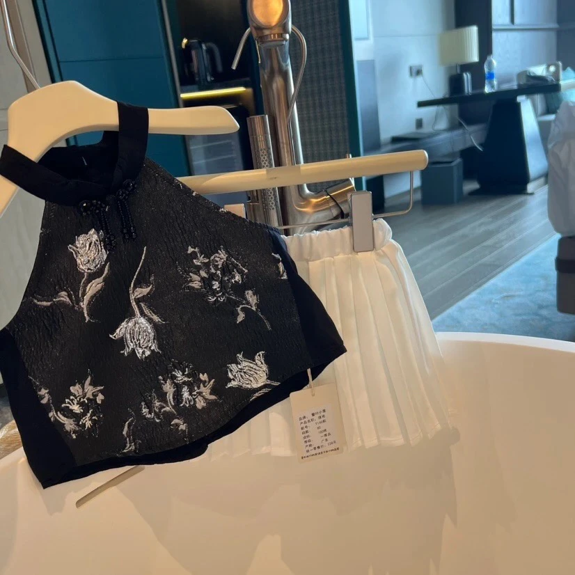 女童无袖上衣上衣2025夏季新款中国风女童印花吊宝宝新中式百搭