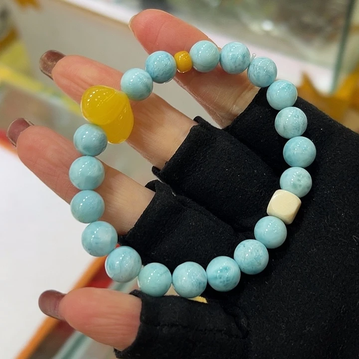 醉***珑针钠钙石（海纹石）未镶嵌手串