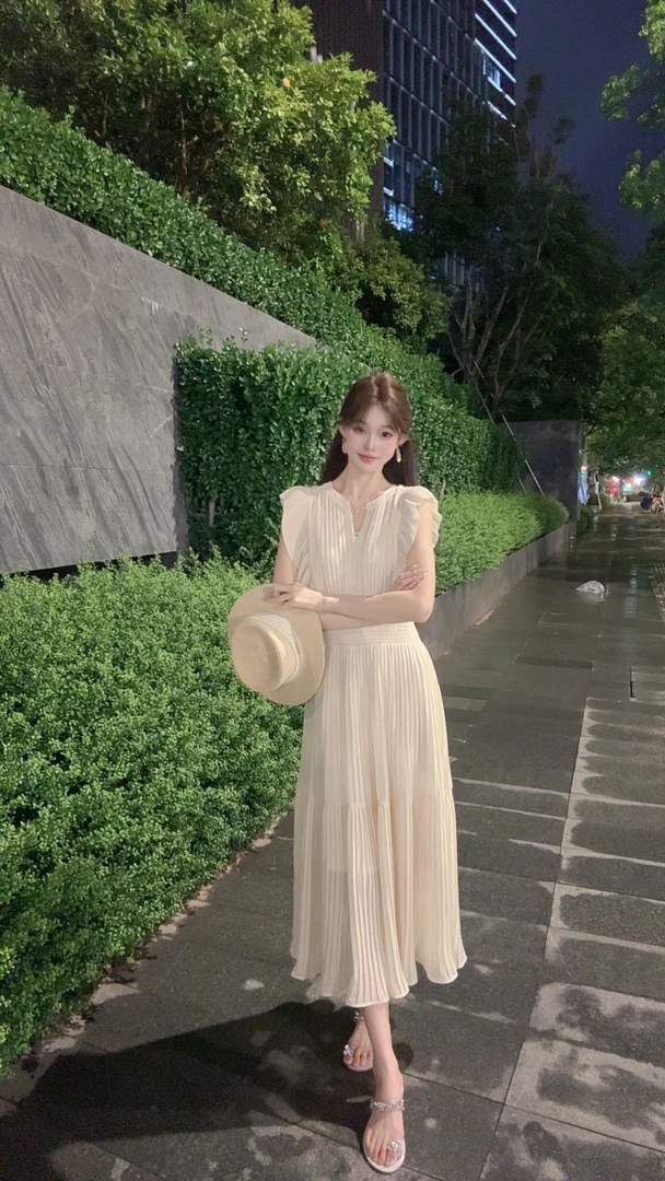 1小狐狸PLUS 现货！长裙夏季常规拉链夏天连衣裙优雅白色显瘦25188