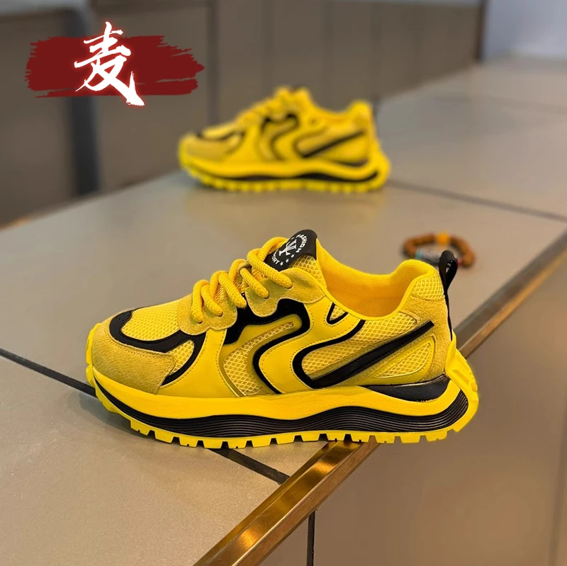 阿甘男鞋2025夏季透气网面新款百搭青少年跑步增高运动休闲老爹鞋