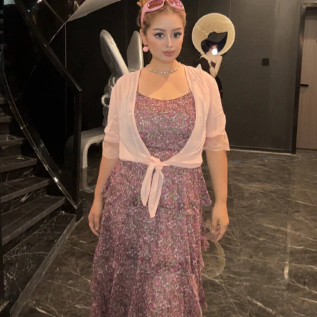 高腰灯笼袖夏季韩版大码连衣裙无袖吊带高弹力荷叶边