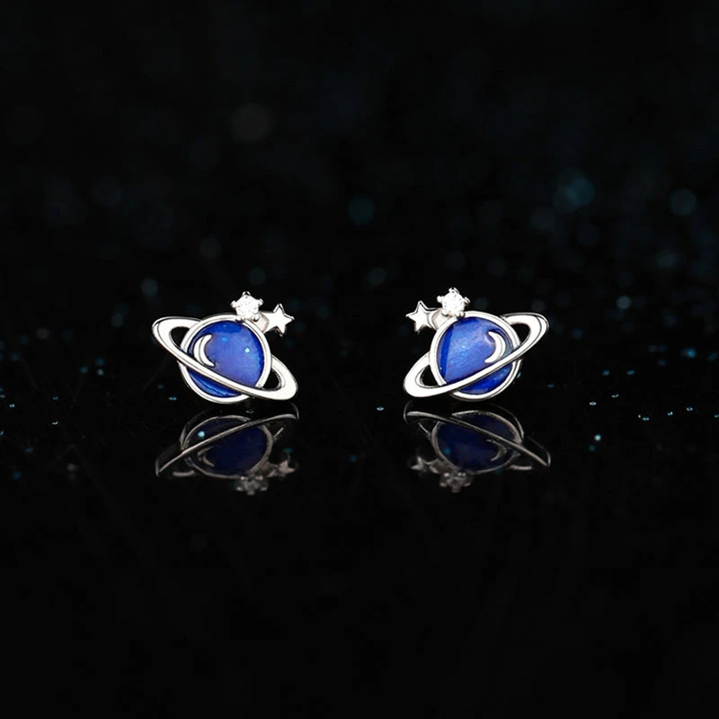 925银耳饰 梦幻星球耳钉女新款潮耳环睡觉不用摘耳饰小巧精致简约