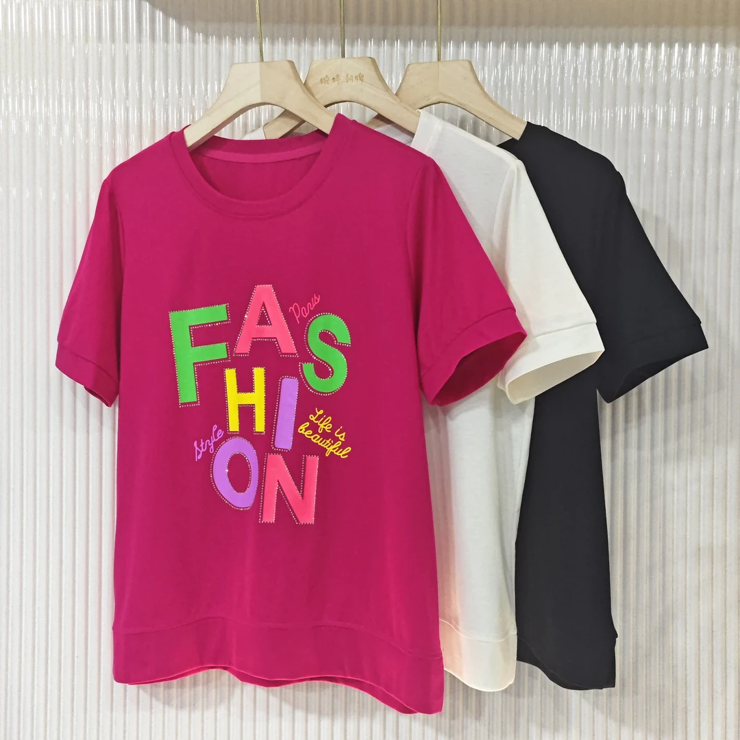 【婉婷服饰】811圆领短袖T恤夏季潮牌时尚百搭休闲女装宽松