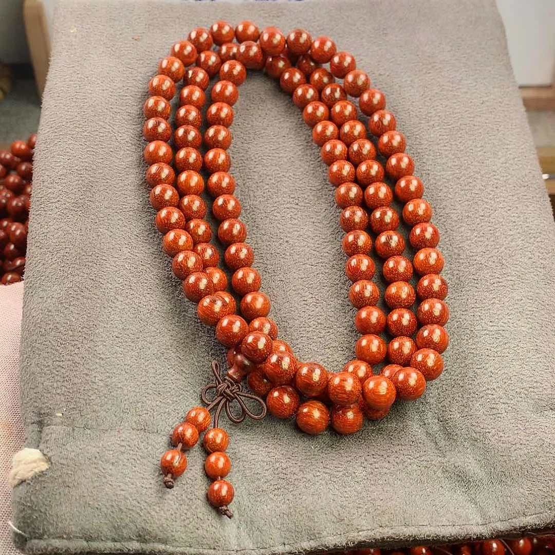 小叶紫檀手串/手链08原汁原味无胶无蜡108颗超顶泥