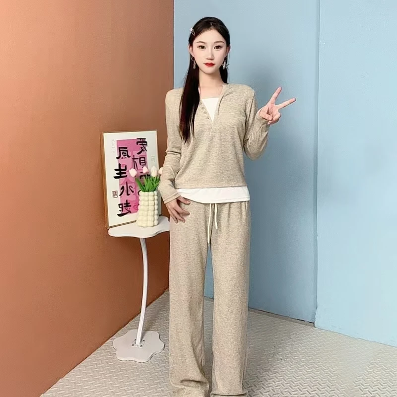 网红休闲运动套装春秋季春秋洋气休闲秋冬减龄长袖阔腿百搭时尚