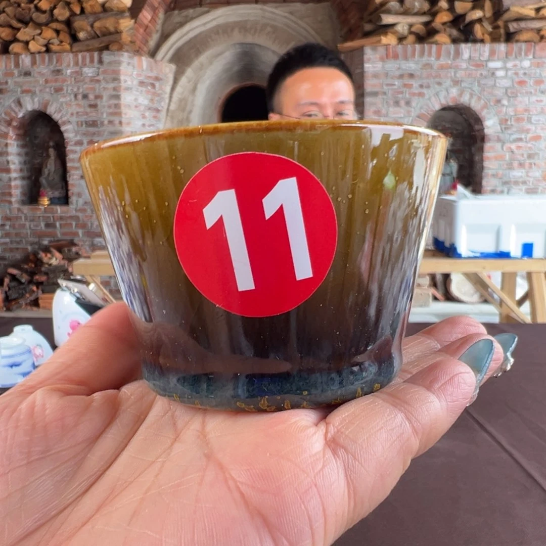 环****店柴窑茶叶沫铁泥马蹄杯微瑕