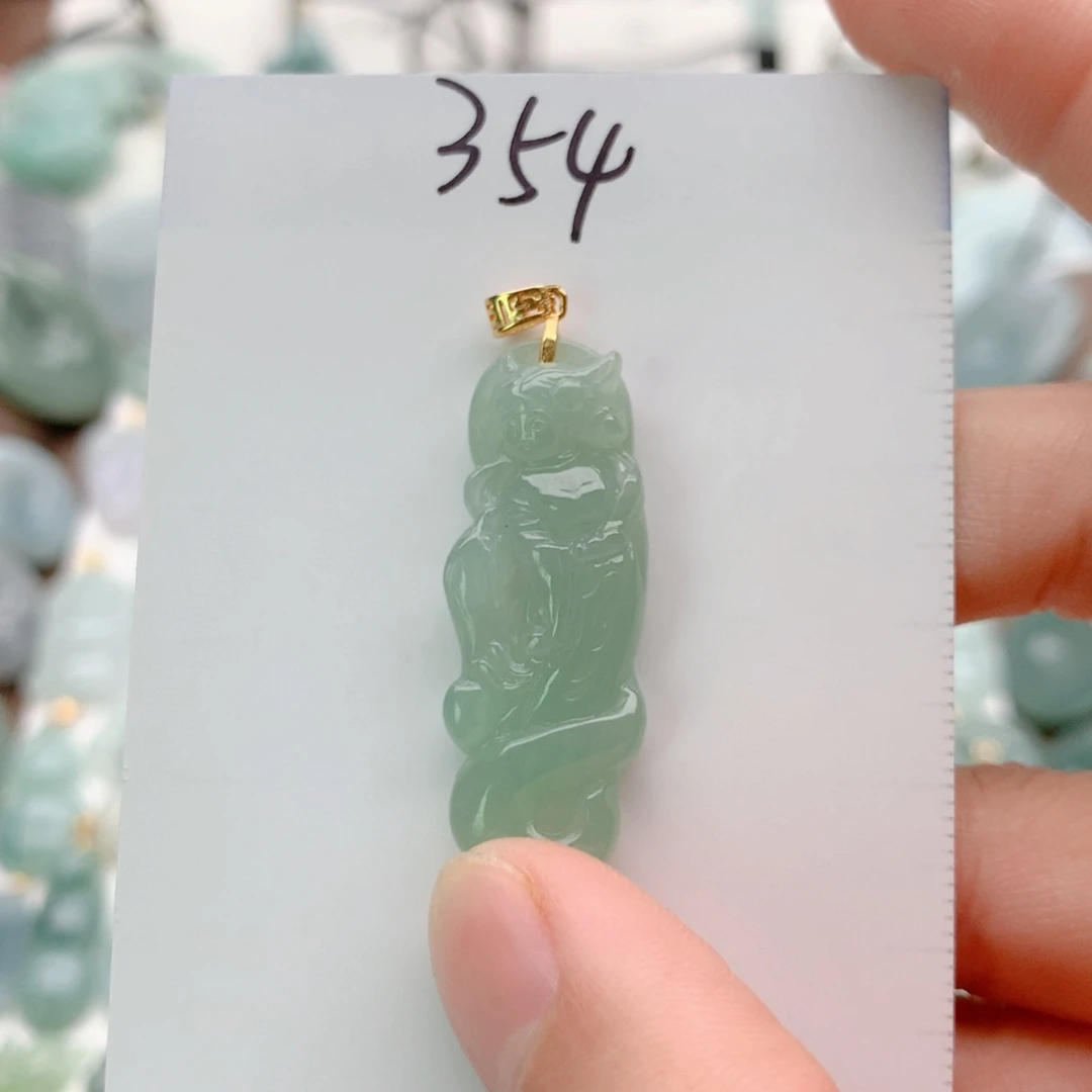 翡翠银S925镀金镶嵌颈饰吊坠