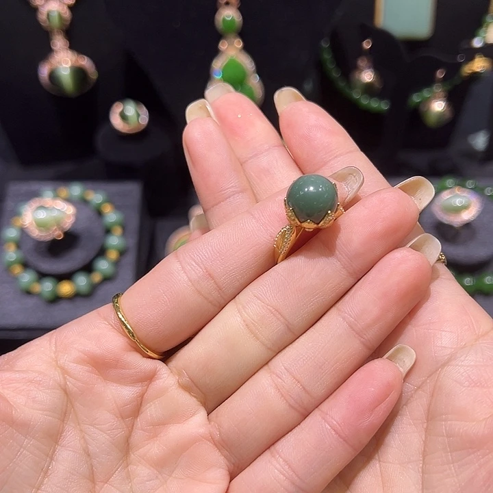 和田玉银S925镶嵌戒指