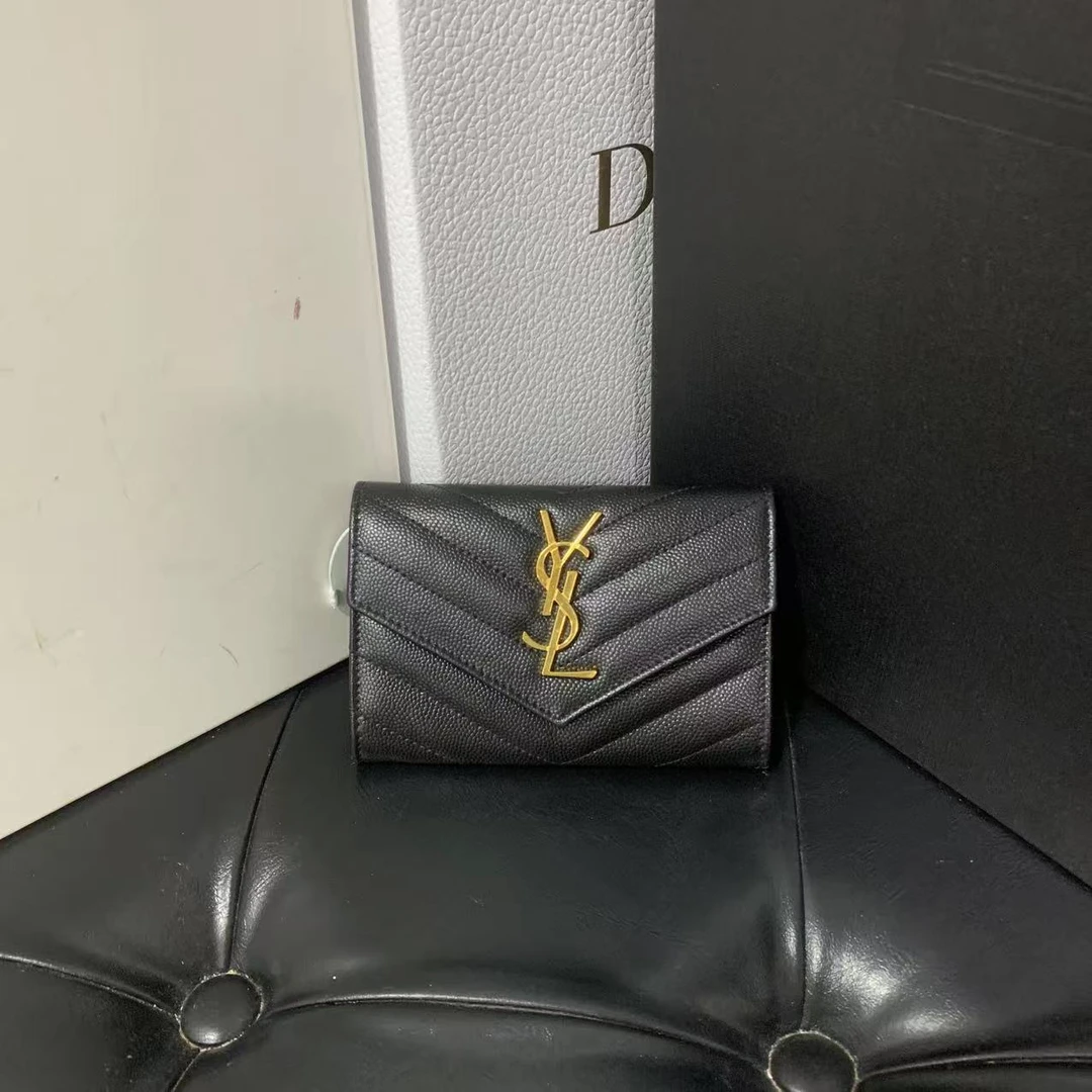 YSL/圣罗兰 卡包 黑金荔枝卡包 mx8498/2509