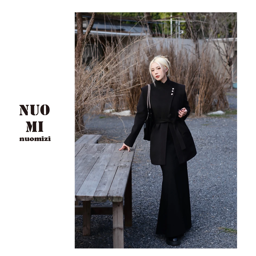 ZOZ糯米子[挪威雪夜]赫本大衣冬季气质显瘦高级感立领系带外套女